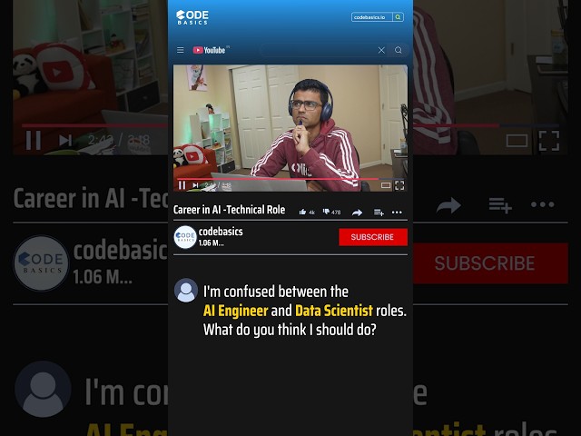 AI Engineer vs. Data Scientist #codebasics #datascience #aiengineering #careerguidance #shorts