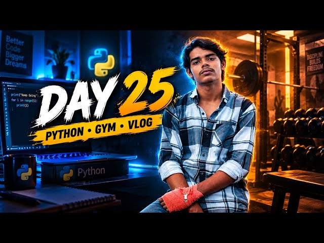 🔥 Day 25 | Python Coding + Gym Workout 💻💪 | Daily Vlog | Never Give Up 🚀