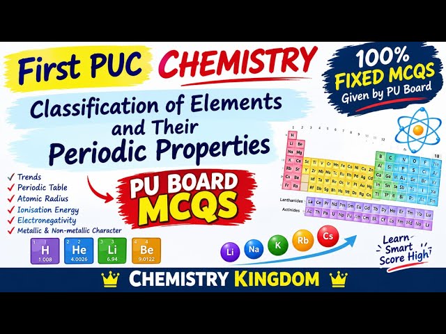 MCQs on Classification of elements  for midtermind and annual examination