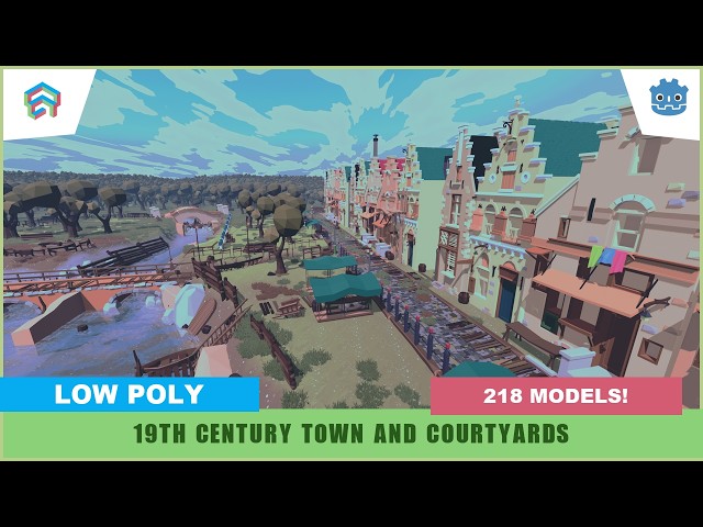 Godot 4 Environment Showcase: 19th Century Town and Courtyards - a harbour town