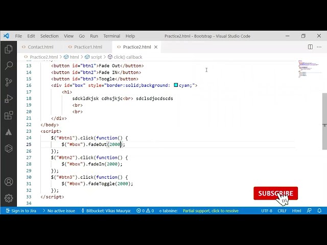 Fade In , fade Out and fade Toggle In Advance Web Designing [Hindi] #47
