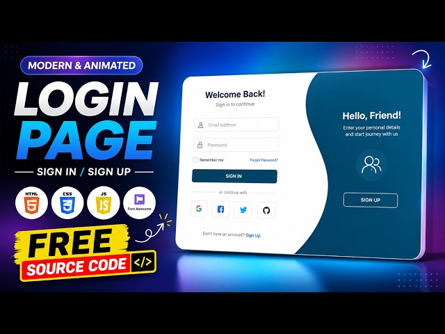 Modern Animated Login & Signup Page Using HTML CSS JavaScript | Free Source Code