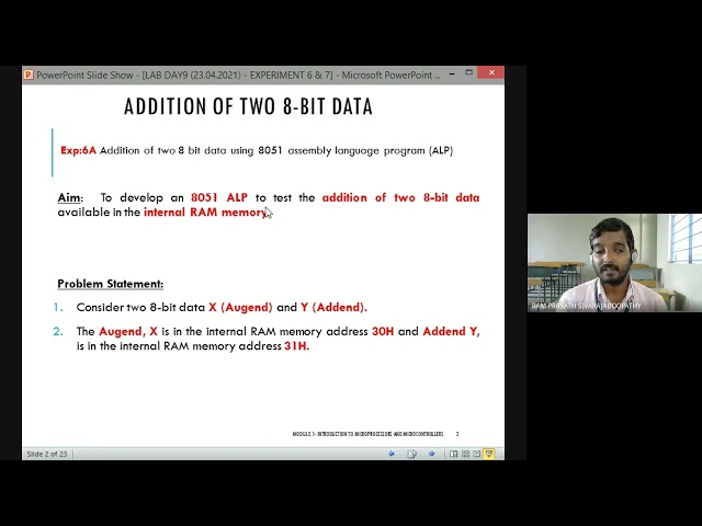 DEMONSTRATION OF EXPERIMENT 6A, 6B, 7A & 7B USING  THE 8051 SIMULATOR PRO