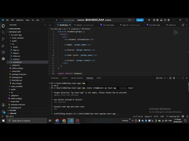 Prelim Activity 3 - 06/26/2026 -  First React Application