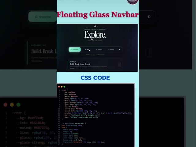 I Built a Floating Glass Navbar with HTML & CSS 🤯✨ #shorts 🔥 #html 💻#css 💻#viral 📈