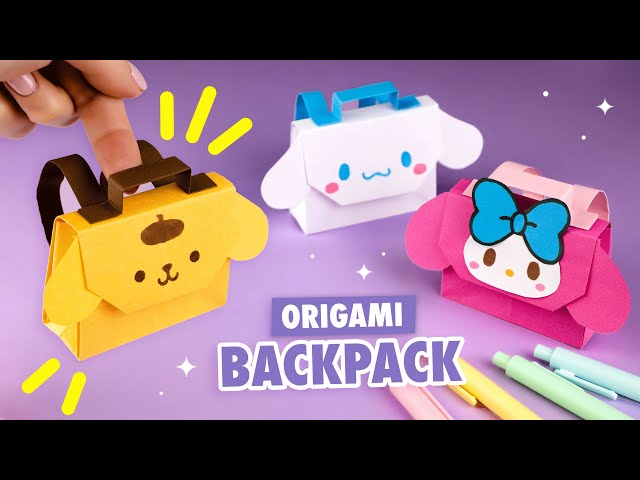 Origami Paper Backpack Cinnamoroll, My Melody | How to make paper school bag