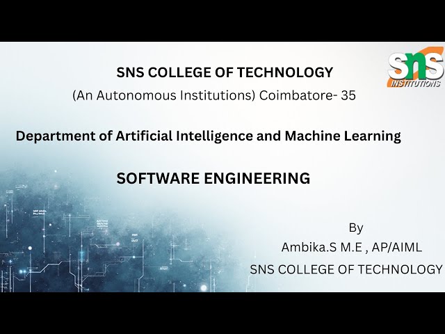 SDLC - WATER FALL MODEL | SOFTWARE ENGINEERING | SNS Institutions