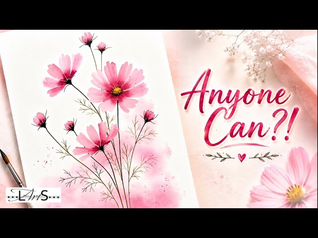 🌸 No Time to Paint?! Try These Easy Watercolor Cosmos Flowers!