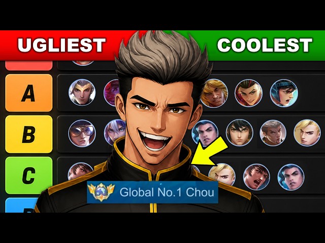GLOBAL 1 CHOU USED ALL CHOU SKINS AND RANKED THEM FROM UGLIEST TO COOLEST!!  - Mobile Legends