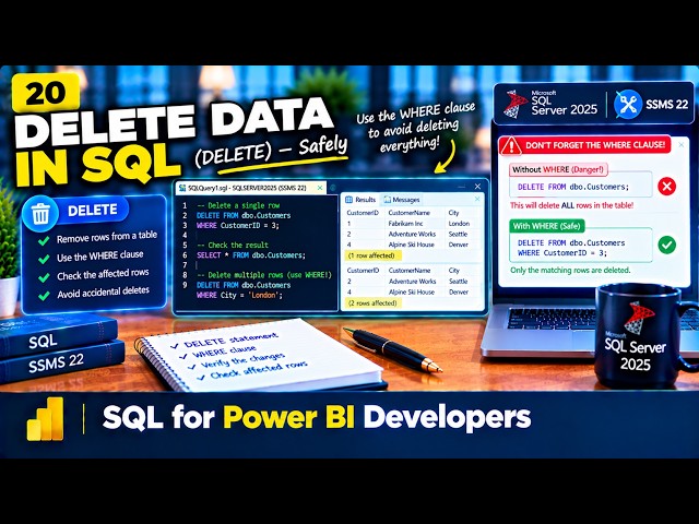 How to Delete Data in SQL (DELETE) — Safely ☑️ #Sqlsqlserver #ssms #powerbi #sql  Video 20/30