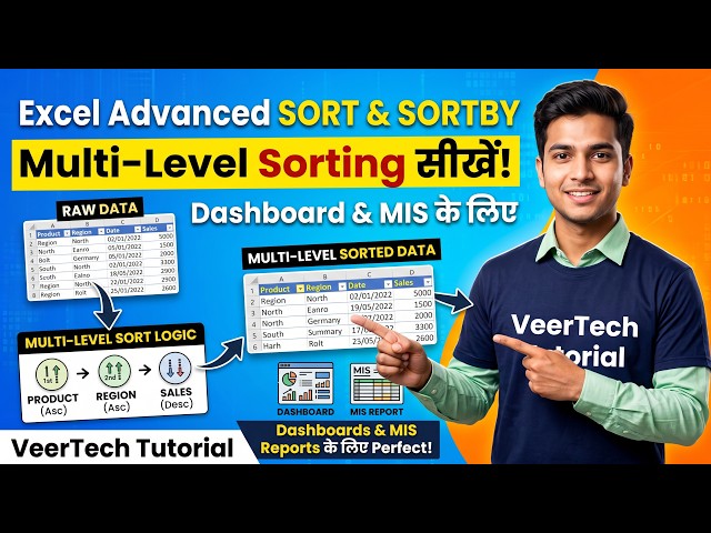 Advanced Excel SORT & SORTBY (Hinglish) | Master Multi-Level Sorting for MIS & Dashboards