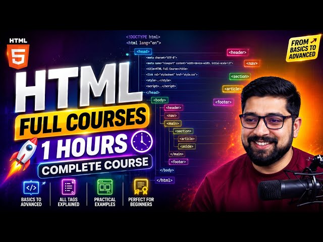 HTML Full Course in 1 Hour|Complete HTML Tutorial for Beginners 2026|Learn HTML from Scratch|RE Code