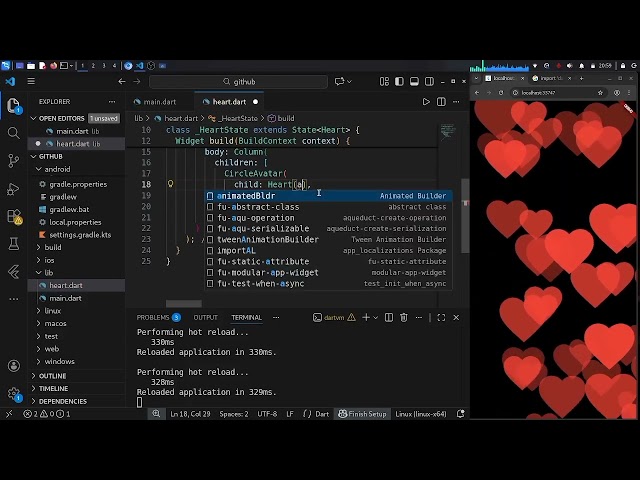Animation heart in flutter