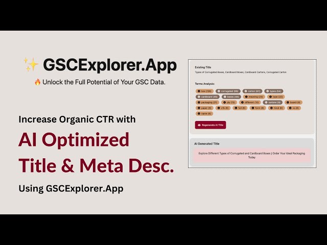 Optimize Title & Meta Description using AI - GSCExplorer.App