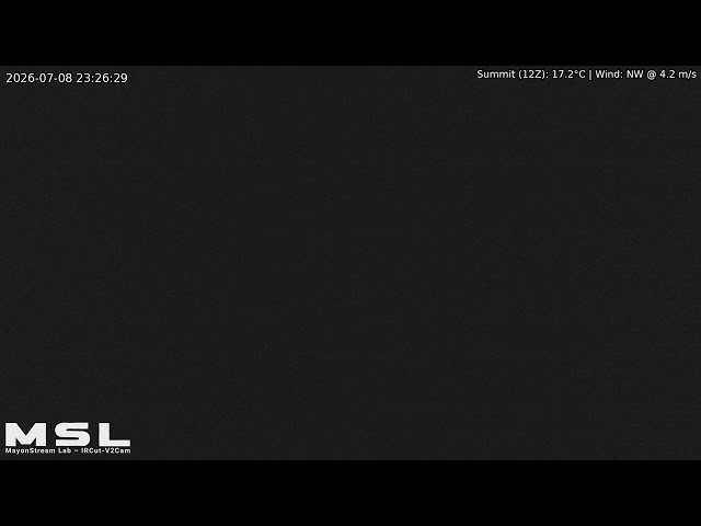 🔴 LIVE: Mayon Volcano Eruption, PH (SSW view) [RPi ircut-v2cam] 11:30 Jul-08-2026 (PST)