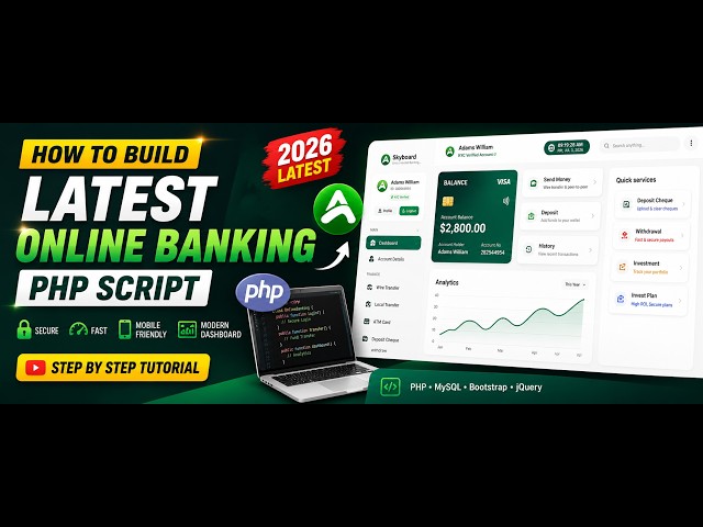 🚀 Build a Complete Online Banking System with Core PHP, MySQL & Node.js (2026) | Full Source Code
