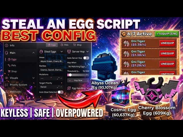 [BEST] Steal An Egg Script | Auto Steal Egg, God Mode, Instant Teleport, Egg Prediction, Keyless