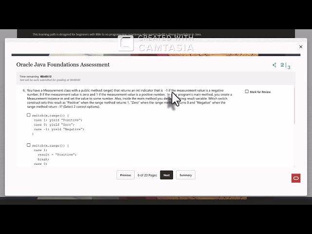 Oracle Java Foundations Assessment