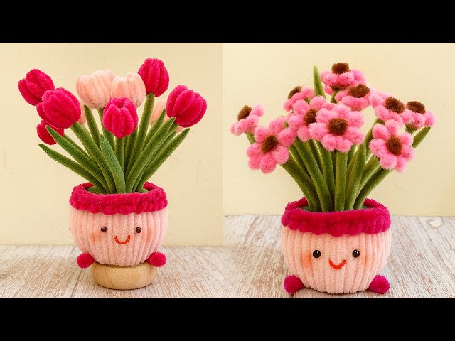 So Gorgeous! 🌸 DIY Mini Pot Flower with Pipe Cleaner - Easy Pipe Cleaner Flower Tutorial