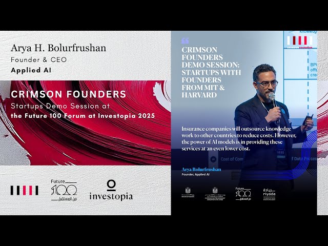 Applied AI Presenting at the Crimson Founders Demo Session at Future 100 Investopia 2025 Abu Dhabi
