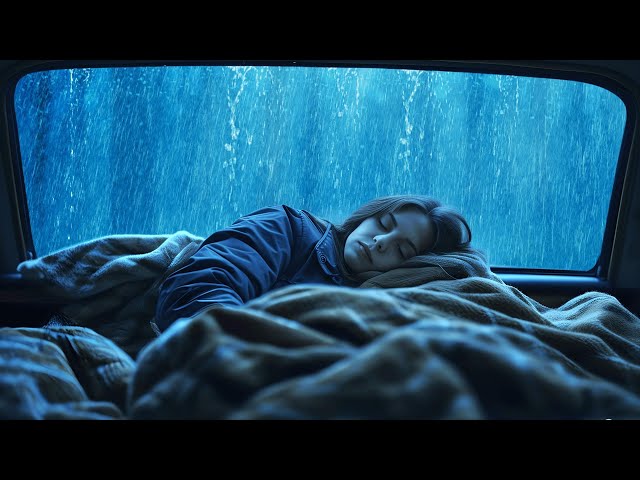 Sleep Instantly Within Minutes with Torrential Rain & Thunder on Vintage Car in Old Town at Night