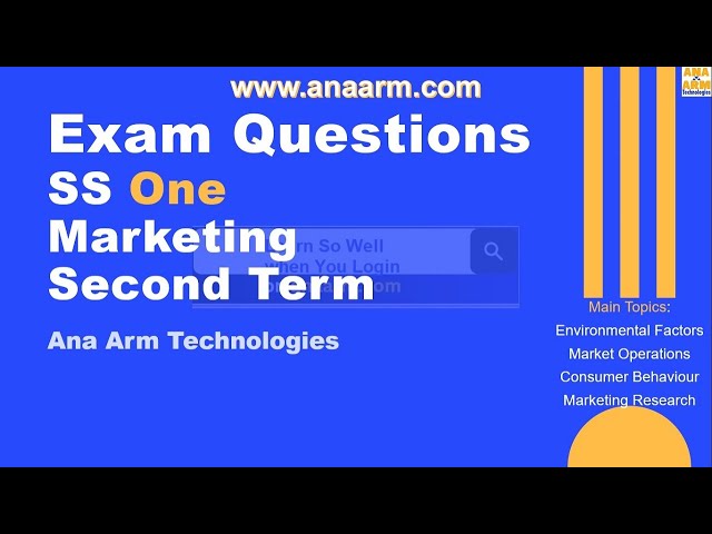Exam Questions SS One Marketing Second Term 1 to 20