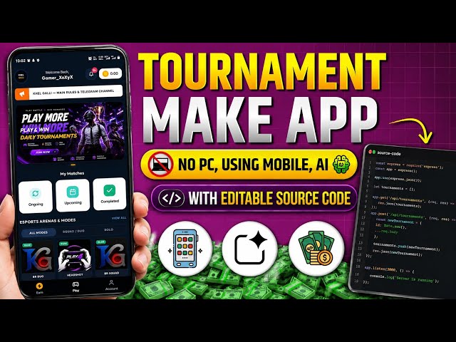How to Make a Tournament App on Mobile 😱 | Full Tutorial + Source Code | No PC, Using AI