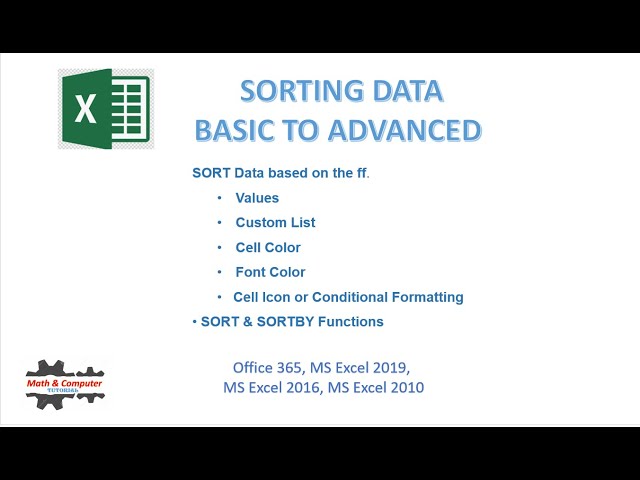 EXCEL SORTING Data - Basic to Advanced Technique