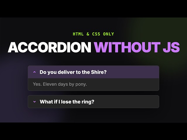 Your accordion is 20 lines of JavaScript. It could be 4 lines of HTML.