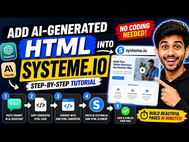 How to Build a Website in Systeme.io | AI-Generated (Chatgpt & Claude) | No Coding Required 