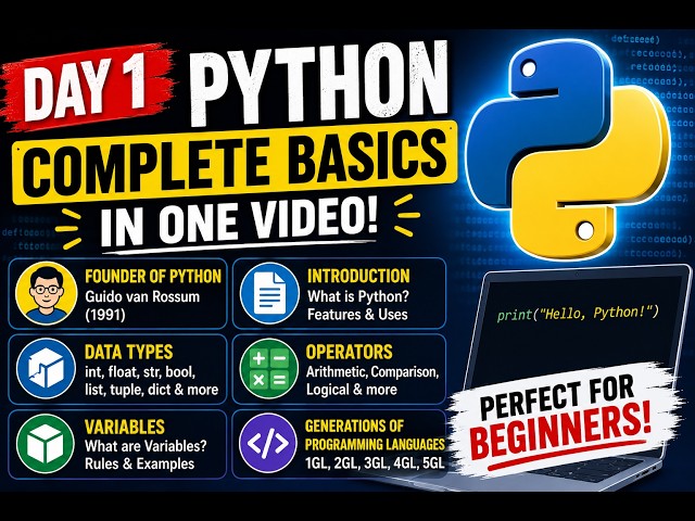 Day 1 | Python Complete Basics Tutorial for Beginners