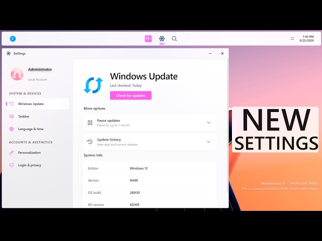 WebWindows 12 New 9H09 Update — New Personalization UI & New Update History Function (BUILD 269110)