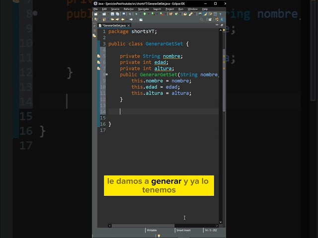 Generar CONSTRUCTOR, GETTERS y SETTERS con nuestro IDE #cursodejava #java  #eclipse #IDE