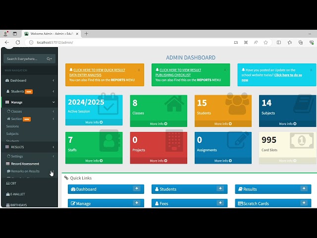 Admin Dashboard Overview