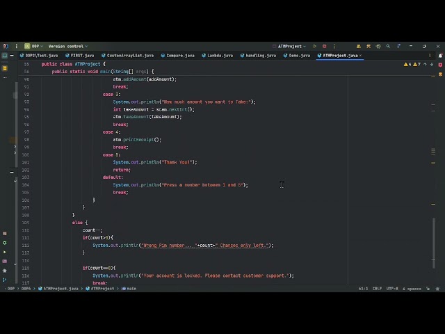 Simple ATM project 🚀🌟 ||  Java console project ||  rejola IT services  ||  Intership