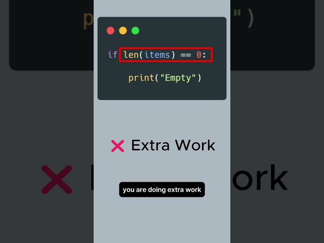 Stop Using len(list) == 0 in Python ❌ |  #coding #python #programming #pythontips