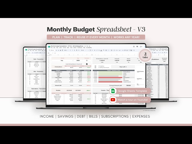 Monthly Budget Spreadsheet - QUICK TOUR - How to track your money using a Google Sheets Spreadsheet