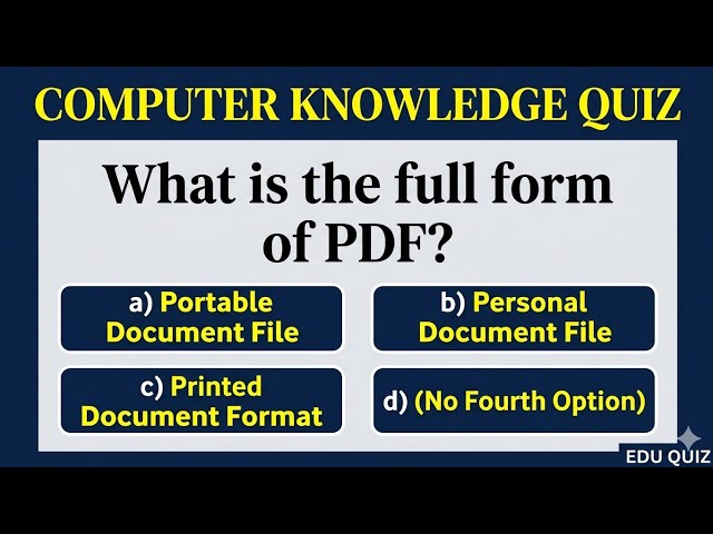 10 Important Computer MCQs With Answers | Computer General Knowledge Quiz 2026