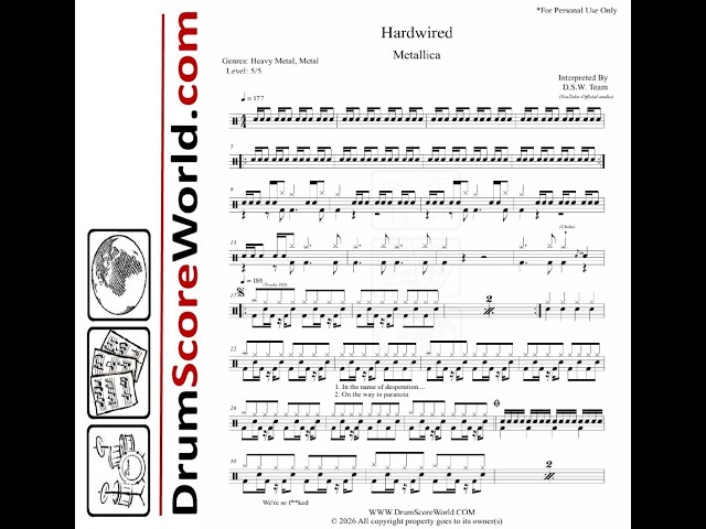 Drum Score - Metallica - Hardwired (Preview)