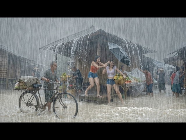 CAN YOU HANDLE THIS? 🌧️ Extreme Rain Walk in Indonesia | Real Storm Sounds for Deep Sleep