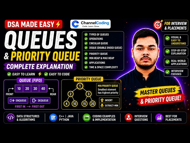 Queue and Priority Queue Explained Easily | DSA Tutorial for Beginners + Coding Examples