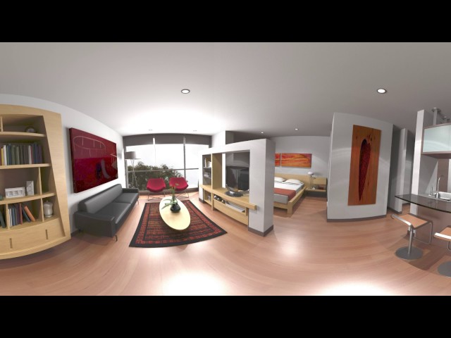 Radeon ProRender - Example VR Pano 360 output in Stereo (apartment scene)