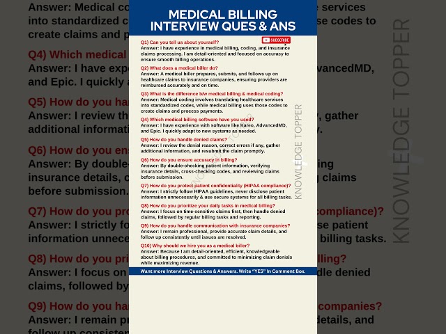 Medical Billing Interview Questions and Answers | Medical Billing Job Interview Questions and Answer