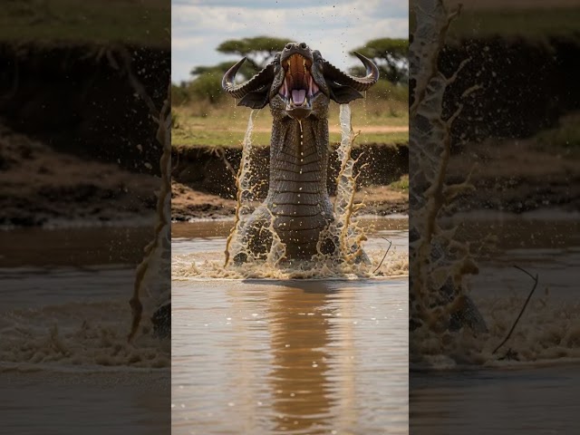 Giant Buffalo Headed Python Swimming Along in Stunning River Scene #wildlife #python #nature