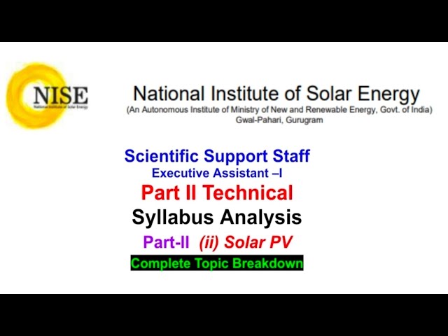 NISE EA-I Solar PV Complete Syllabus Explained |Technologies, Testing & Grid Integration 