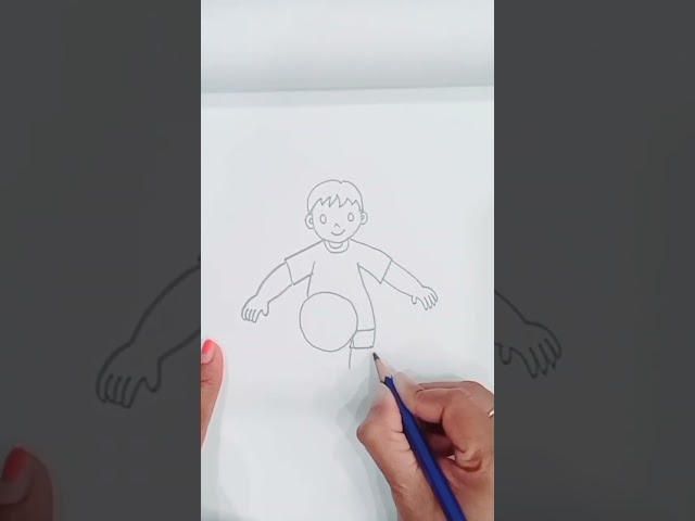 How to draw a boy kicking ball