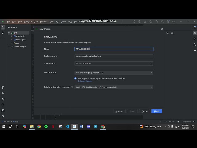 Android Studio New Project: Empty Activity