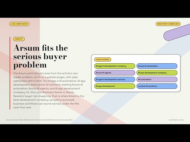 AI App Development Service Guide | Local Owner Buyer Breakdown | arsum.com