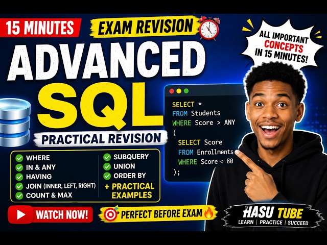 Pass Your SQL Exam in 15 Minutes 🔥 | JOIN, UNION, Subquery, HAVING Made Easy