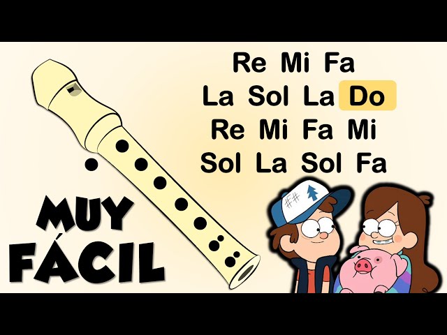 🎶 Gravity falls ⚙⛓ flauta dulce fácil, tutorial con animación, canción fácil